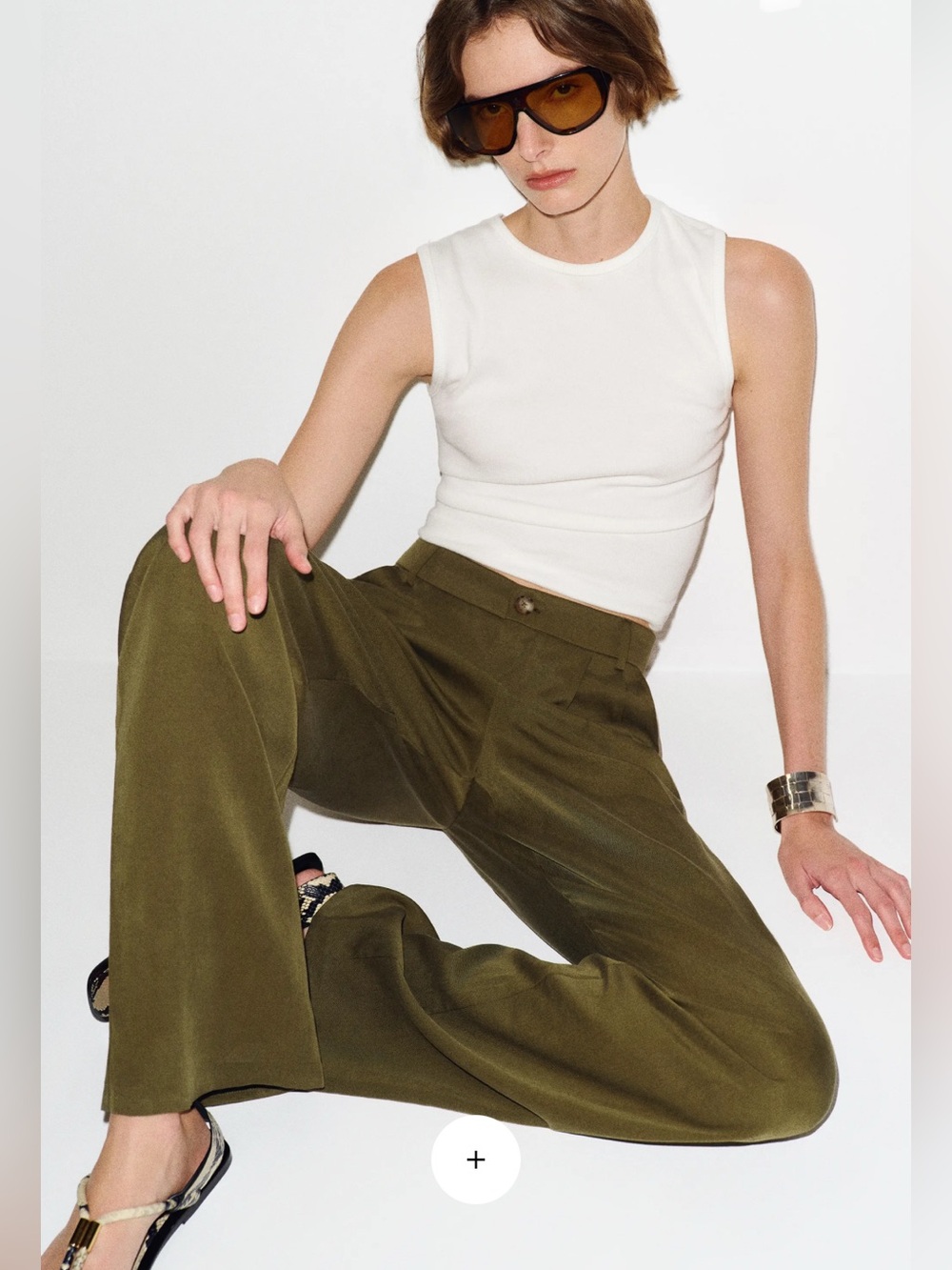NWOT Uniqlo Olive Chino Wide Leg Trouser Pants